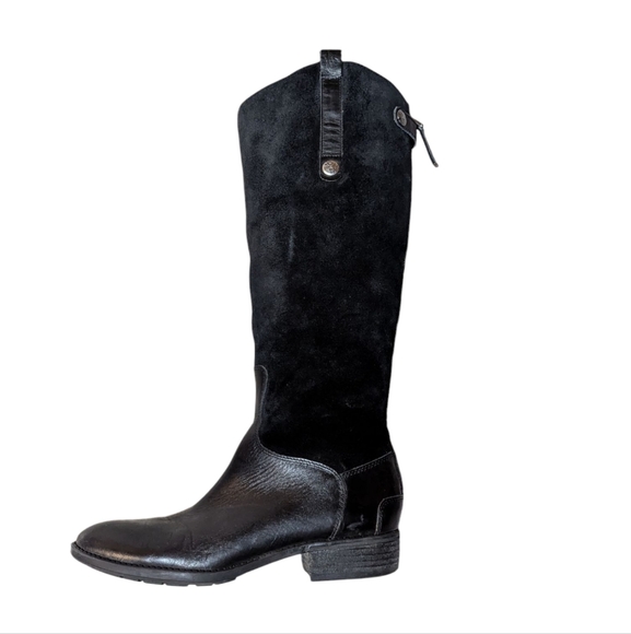 Sam Edelman Boots Pembroke Black Suede Leather Riding 8.5 Equestrian Preppy - Picture 1 of 9